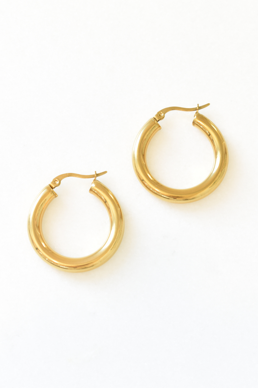 Thick Hoop Huggie Earrings - Gold image 0