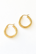 Thick Hoop Huggie Earrings - Gold image 0