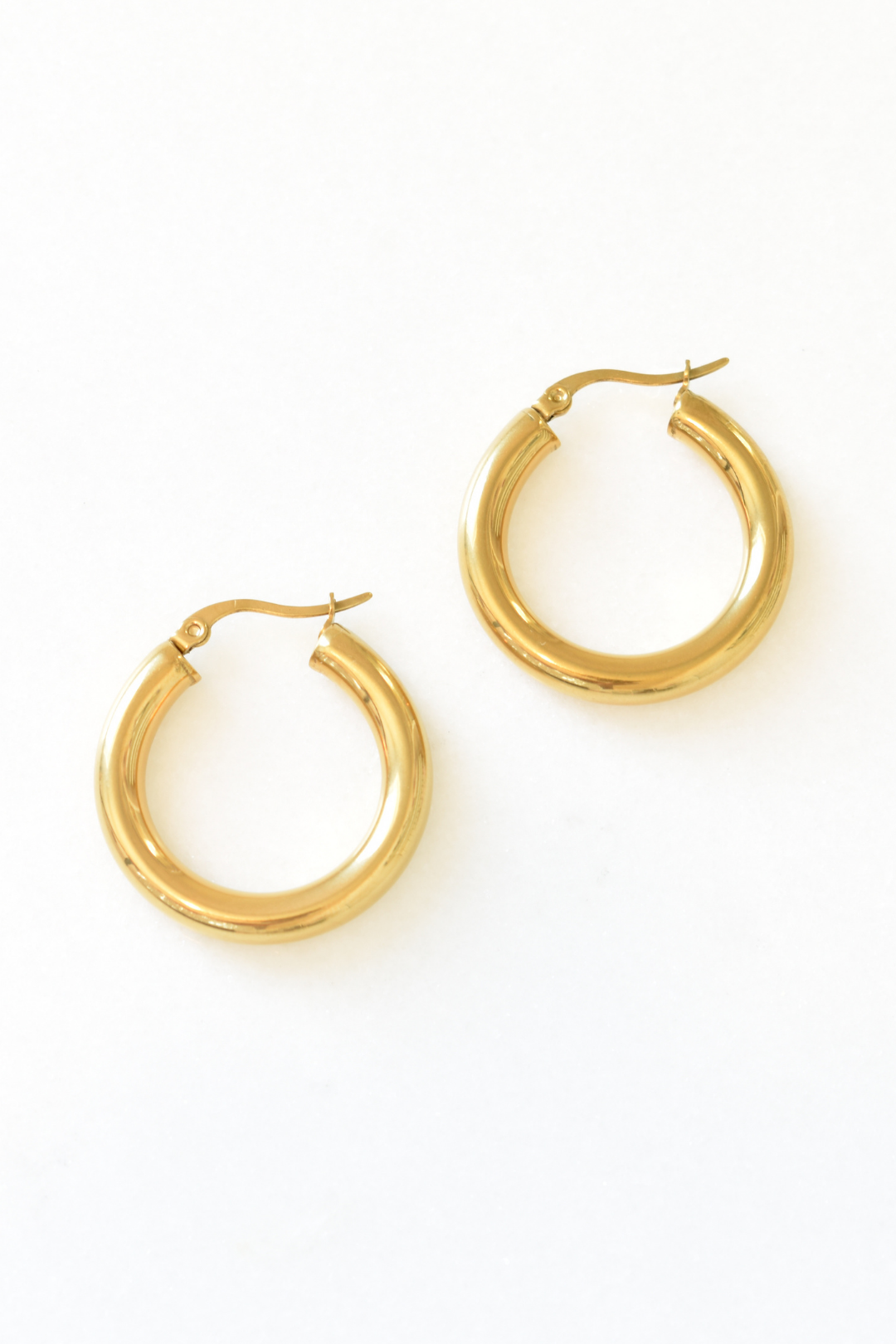 Thick Hoop Huggie Earrings - Gold image 0