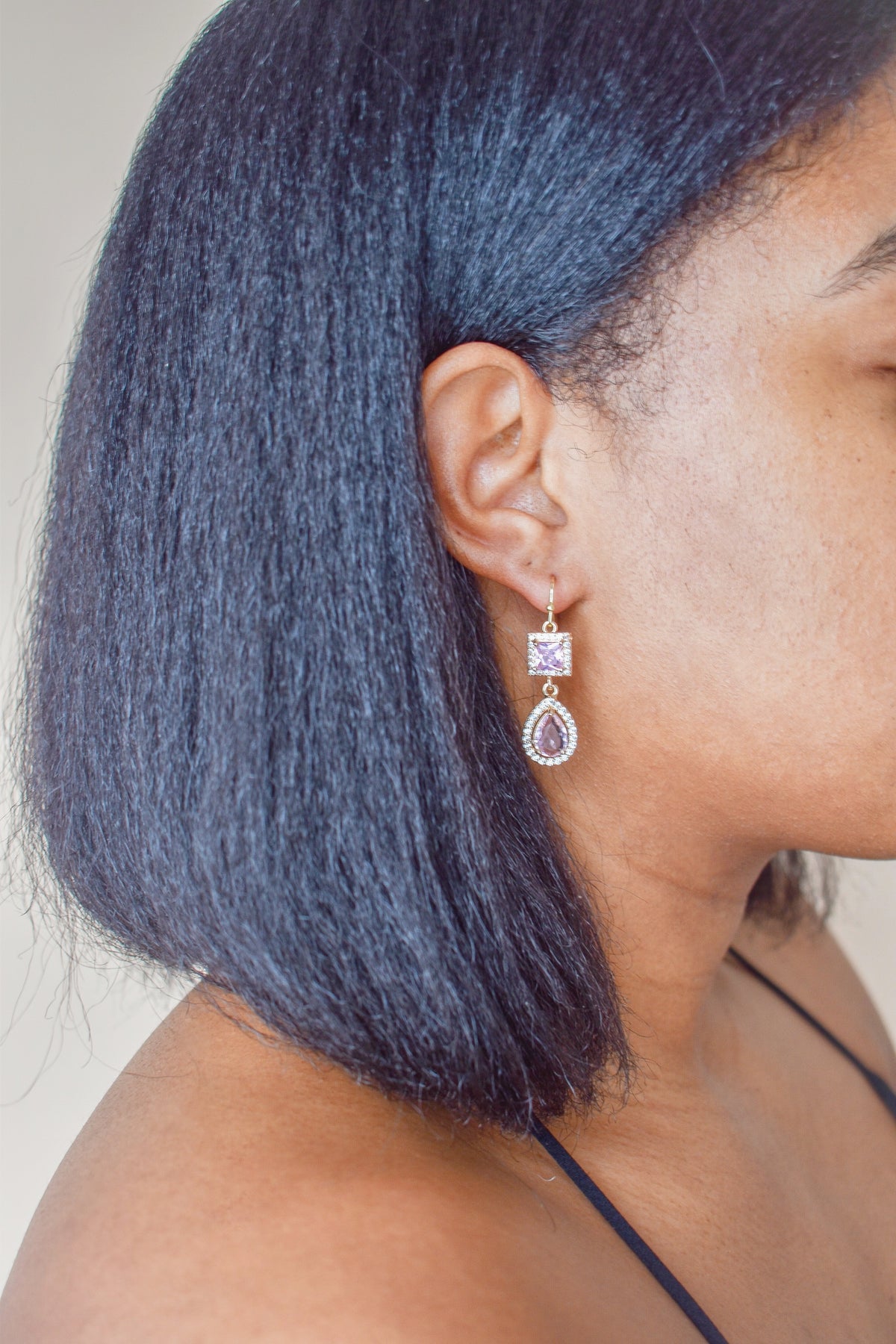 Princess Drops CZ Earrings - Pink image 1
