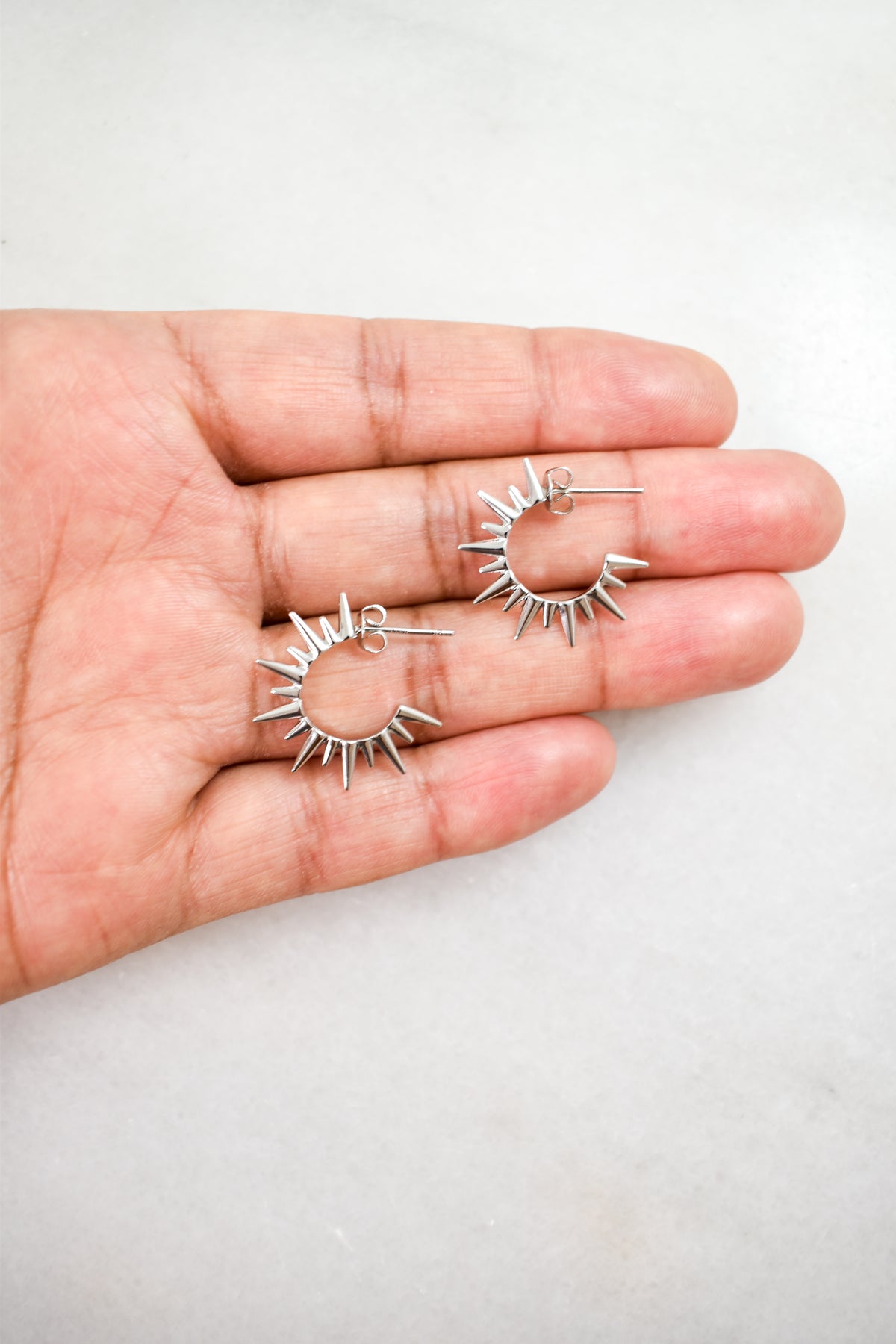 Spiked Huggie Earrings image 3