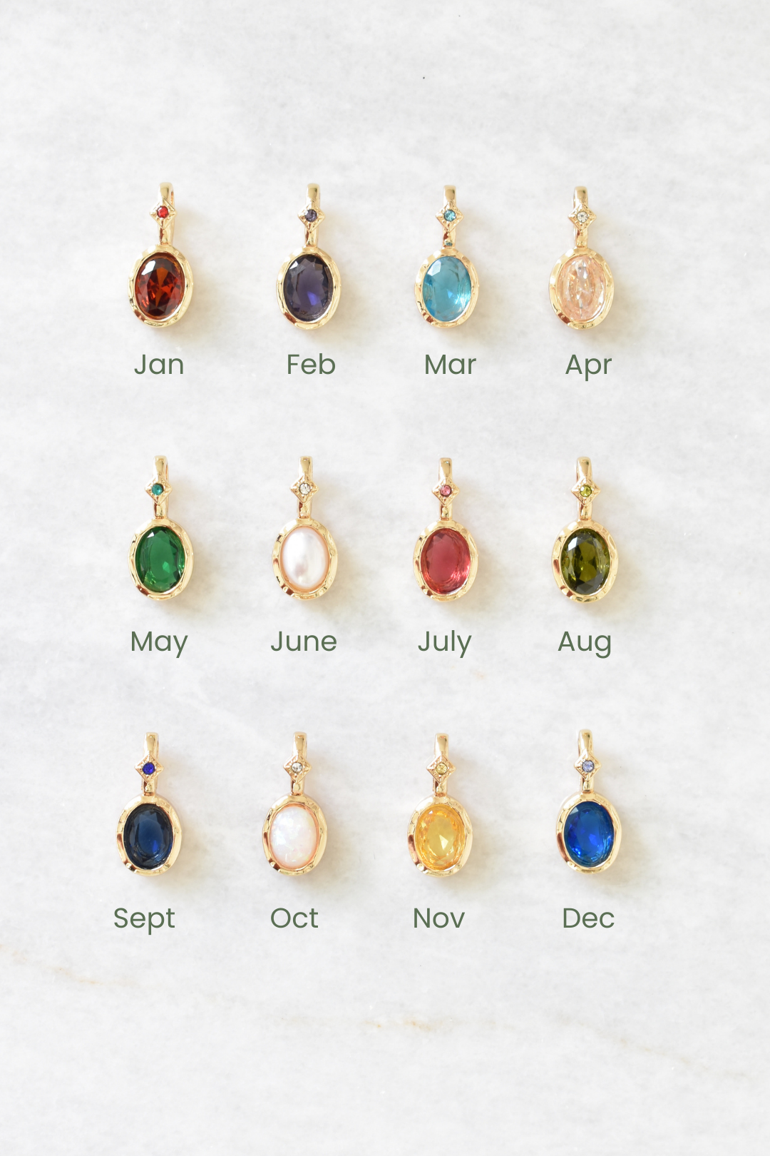 Oval Birthstone Charm Necklace image 6