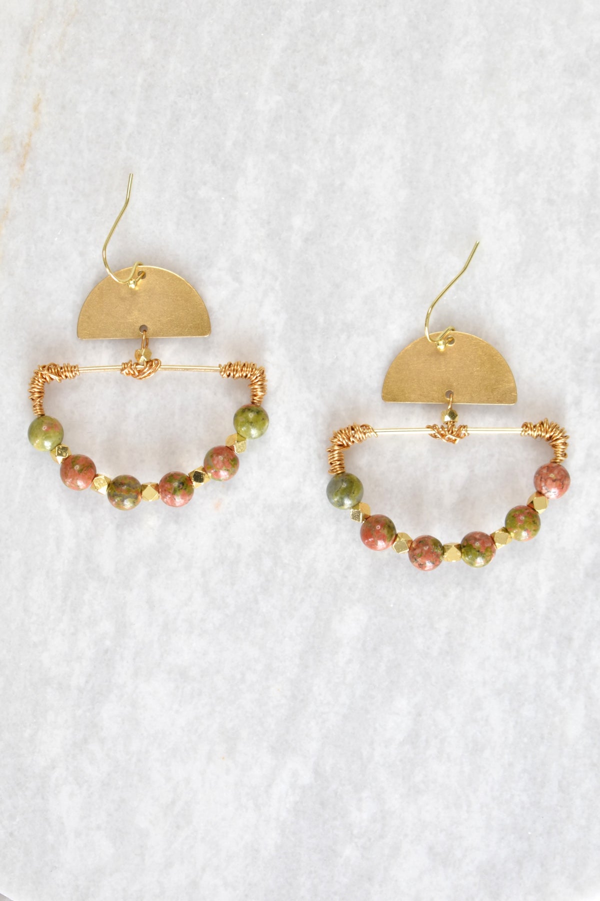Liv Beaded Earrings - Unakite image 0