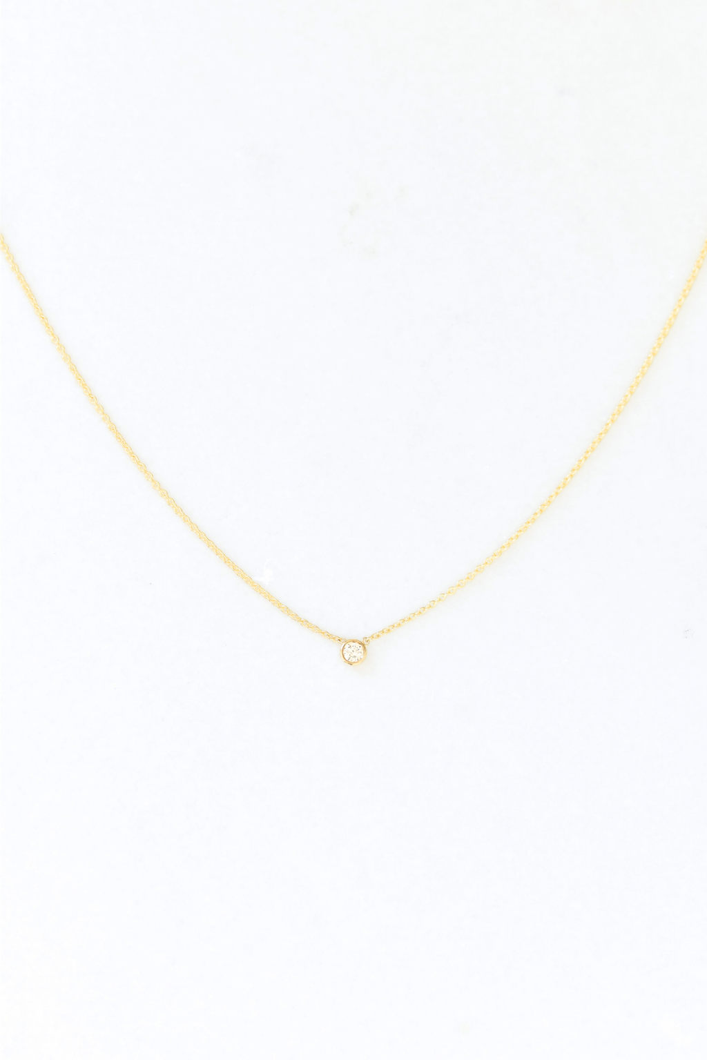14K Gold Solitaire Diamond Necklace image 4