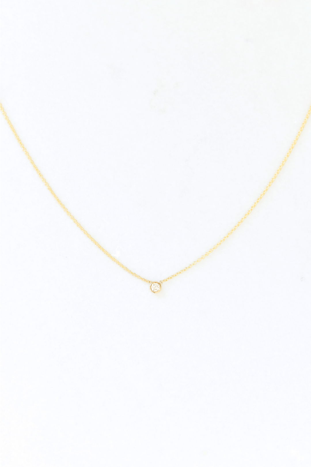 14K Gold Solitaire Diamond Necklace image 4