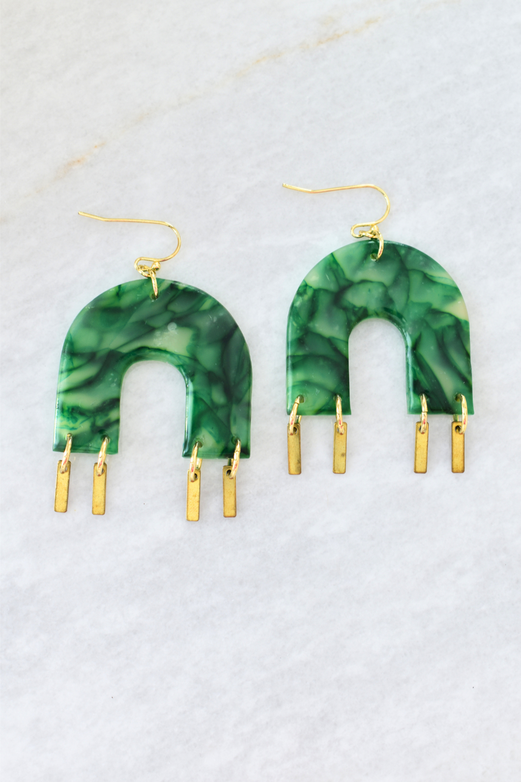 Jenae Gold Emerald Arch Earrings image 0
