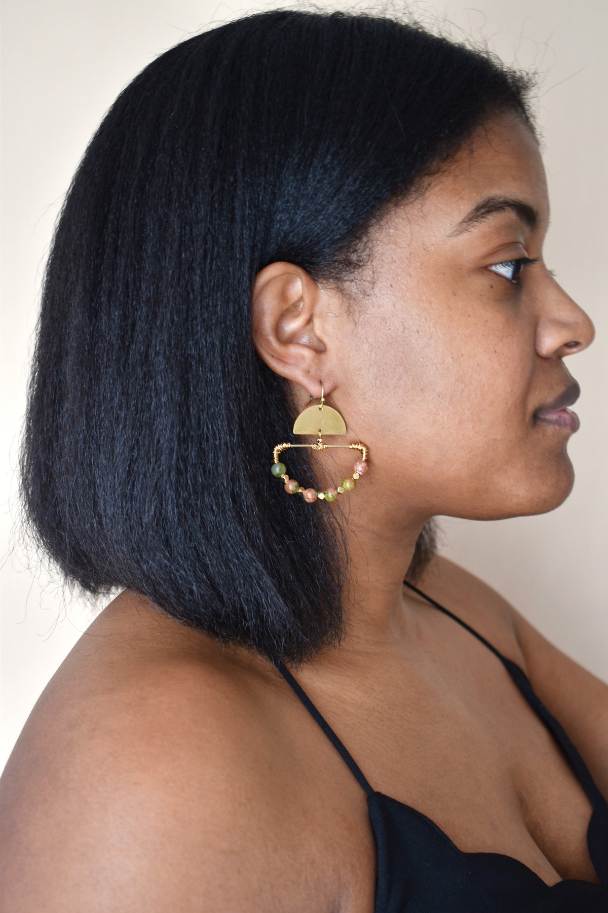 Liv Beaded Earrings - Unakite image 1