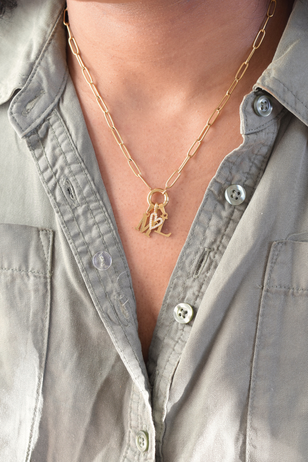 Paperclip Circle Clasp Necklace - Large image 1