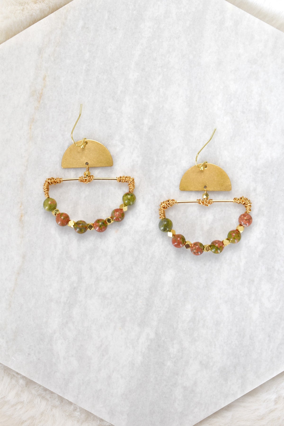Liv Beaded Earrings - Unakite image 4