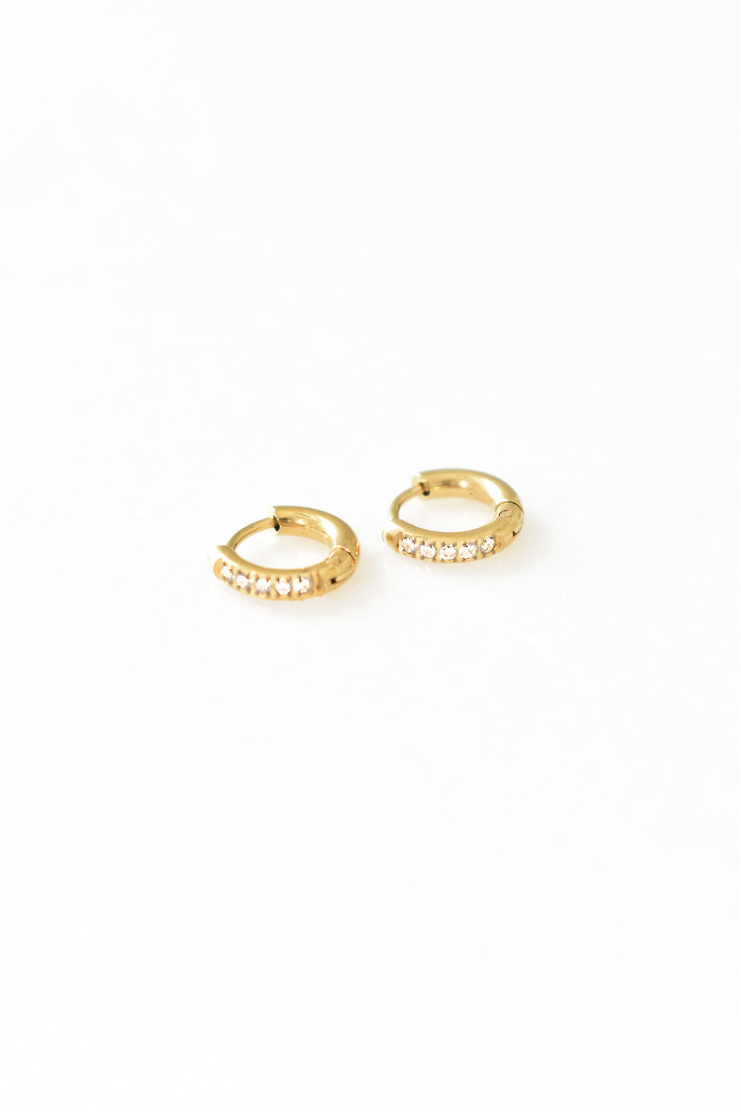 Gold CZ Mini Huggie Earrings - 6mm image 0
