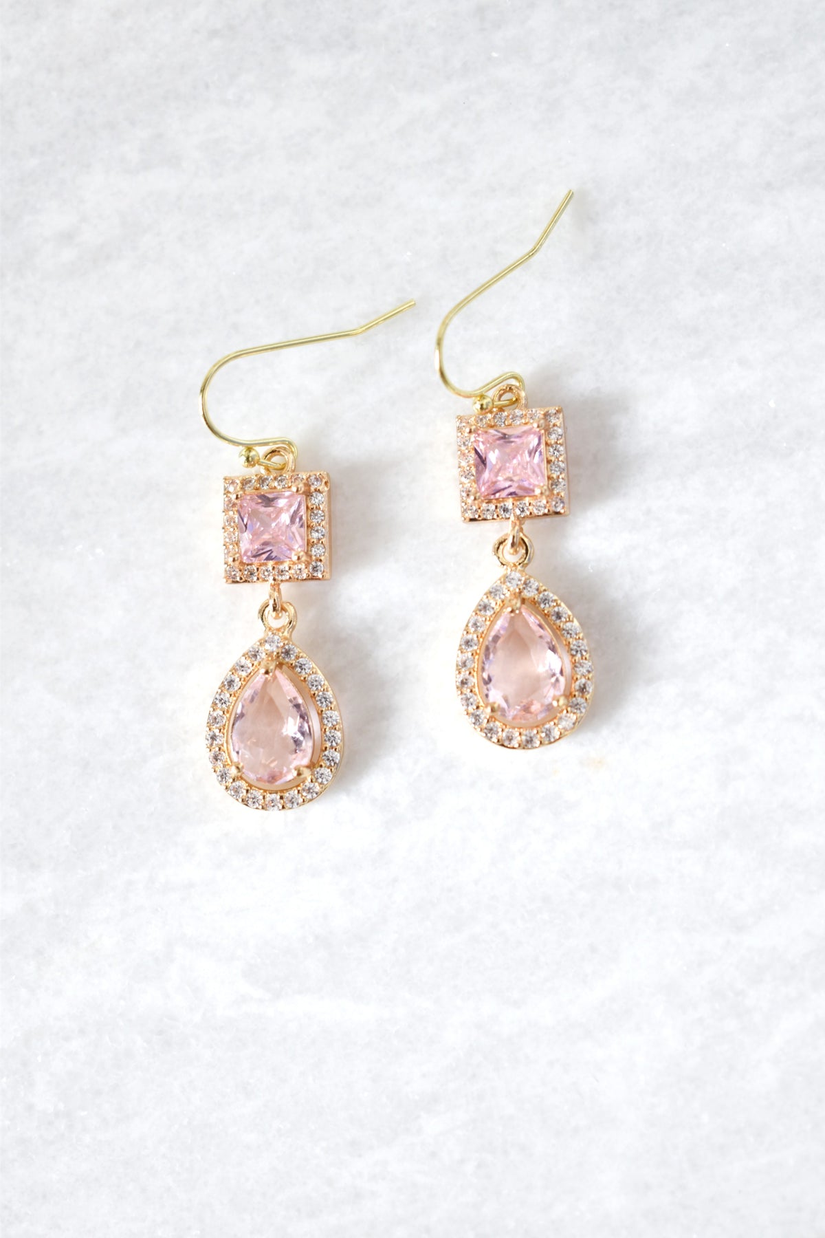 Princess Drops CZ Earrings - Pink image 0
