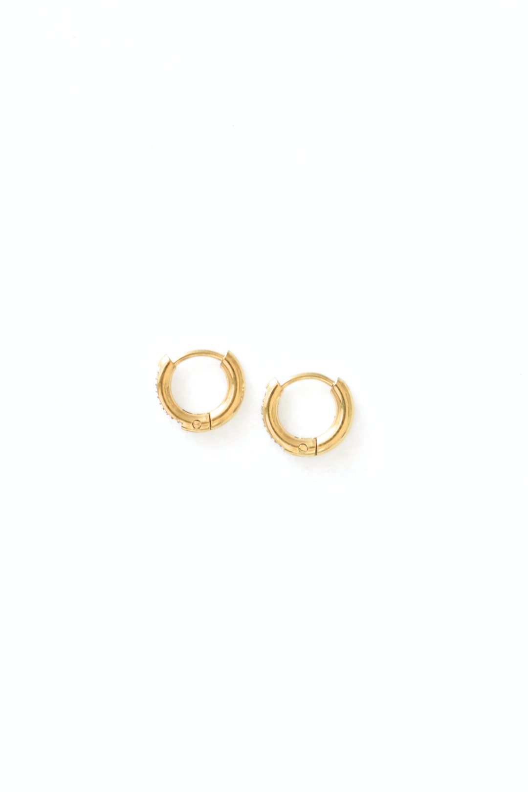 Gold CZ Mini Huggie Earrings - 6mm image 4
