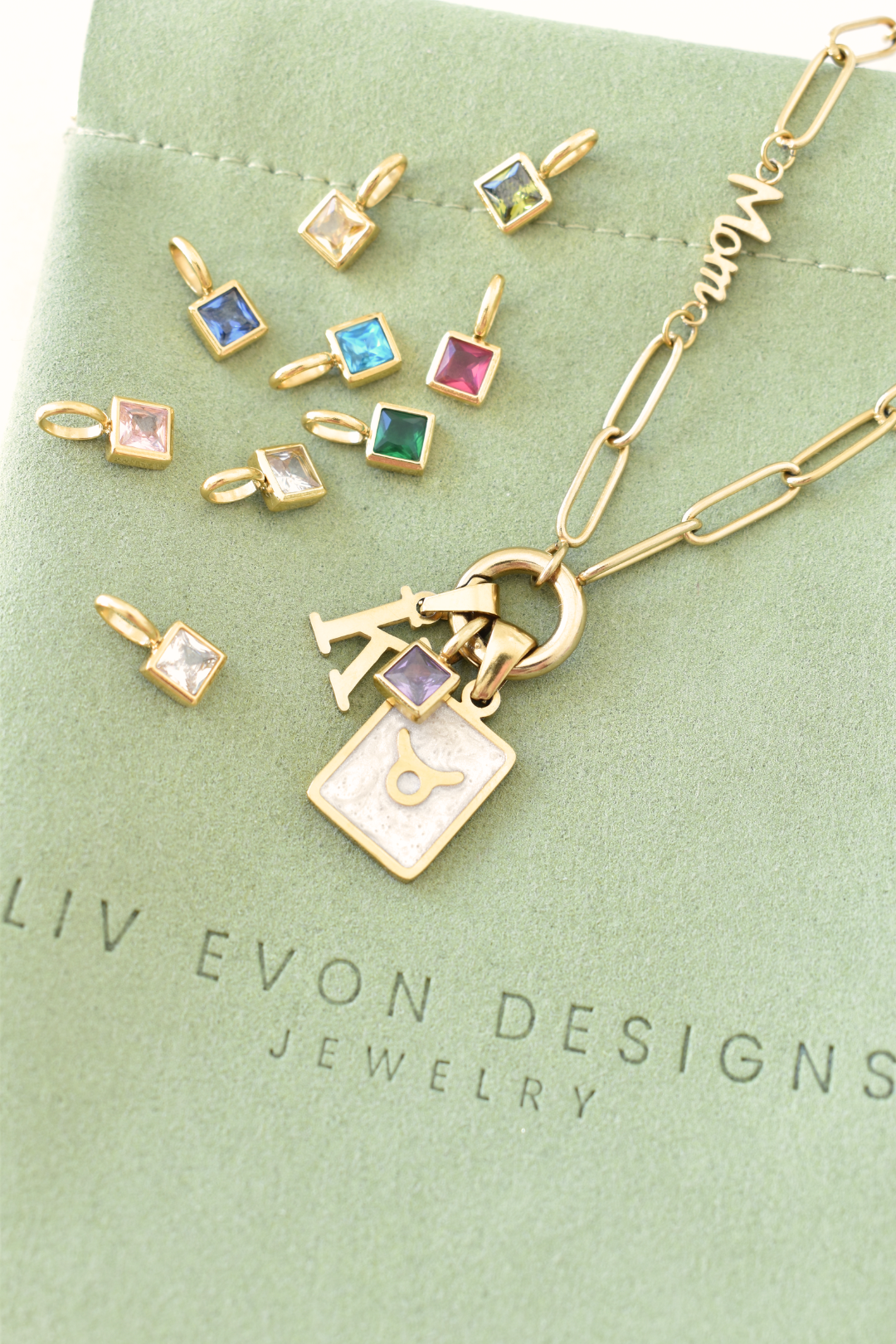 Square Birthstones Necklace image 3