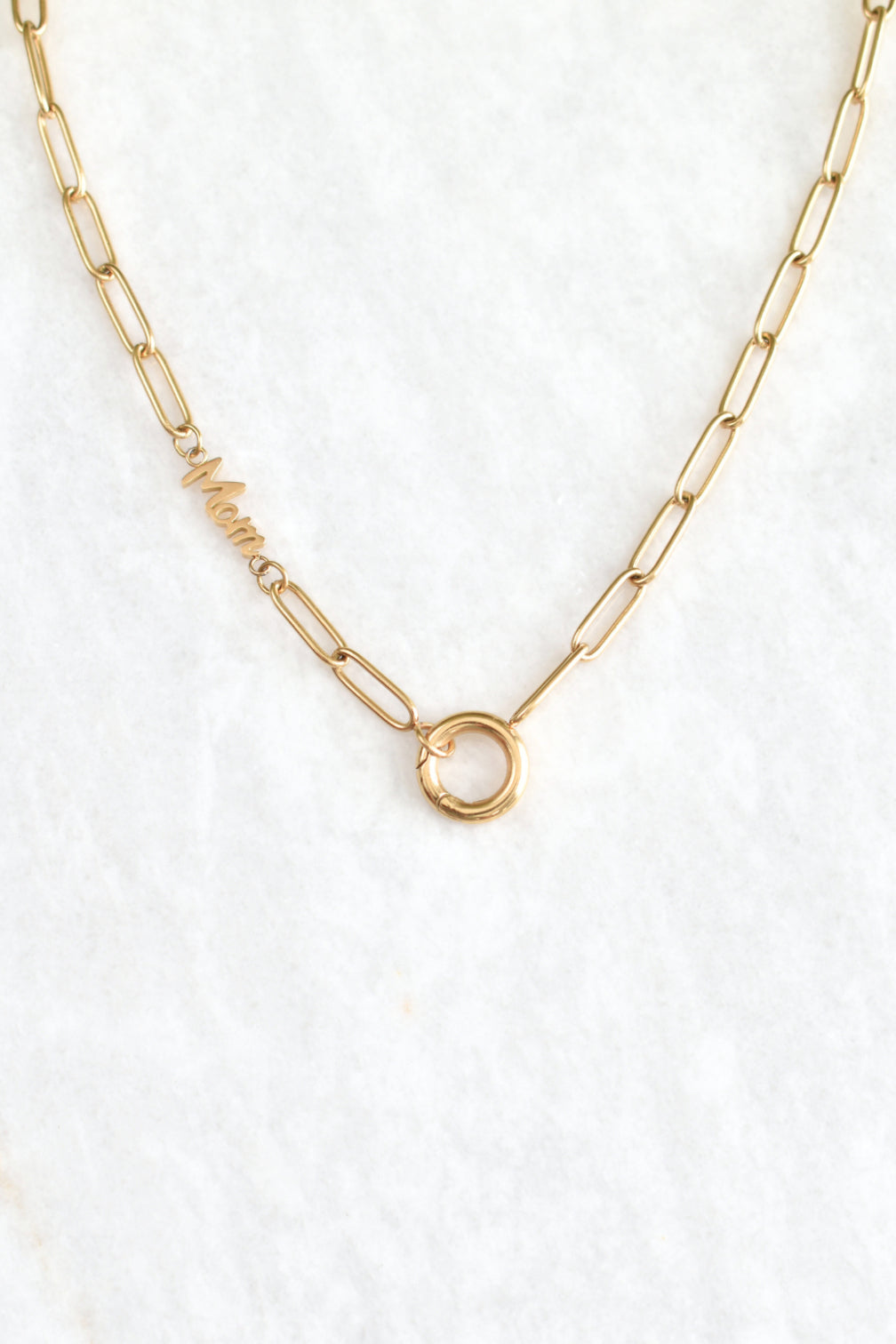 Mom Birthstone Paperclip Necklace image 0