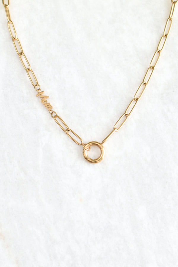 Mom Birthstone Paperclip Necklace image 0