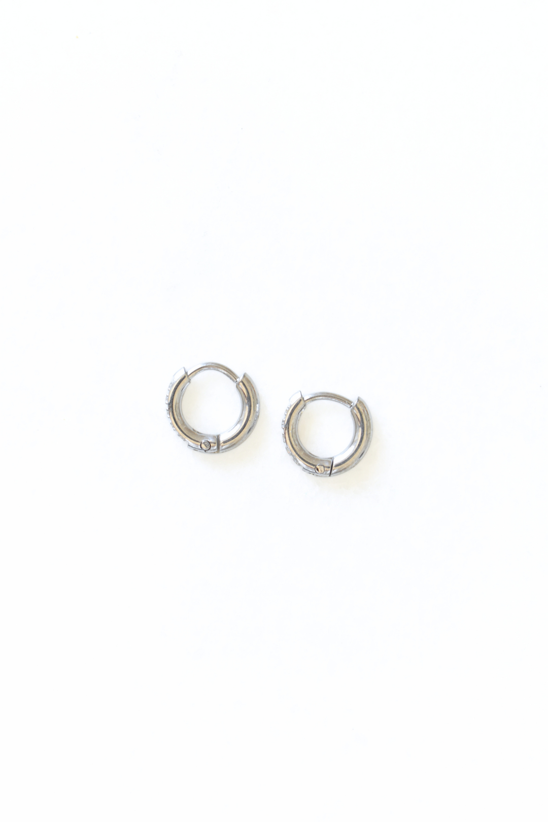 Silver CZ Mini Huggie Earrings - 6mm image 3