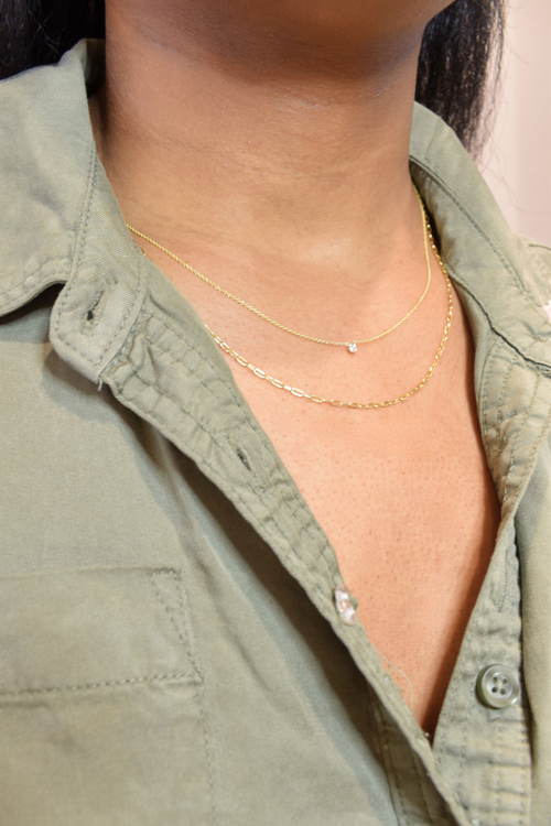 14K Gold Paperclip Necklace image 1