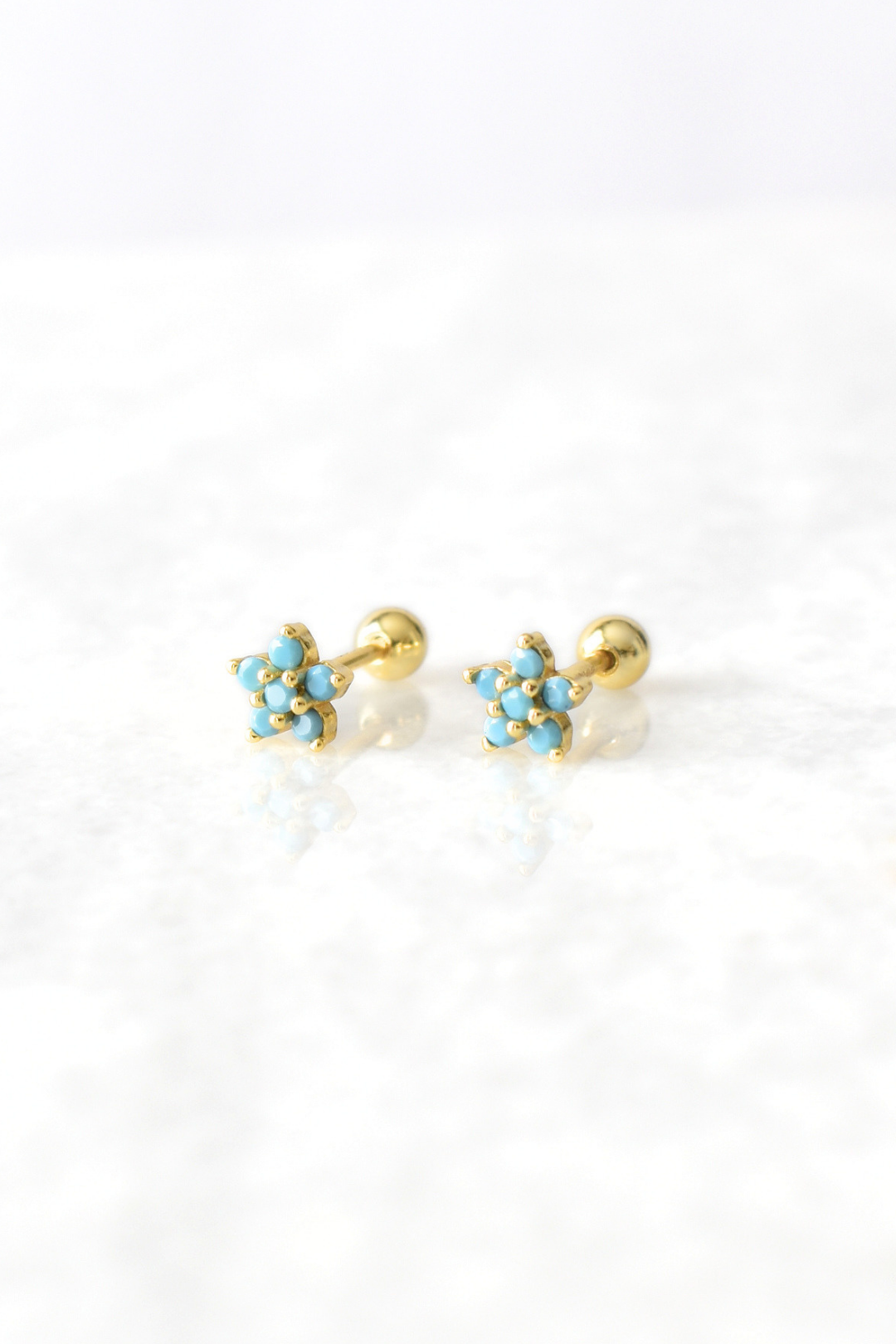 Flower Stud Earrings - Turquoise image 0