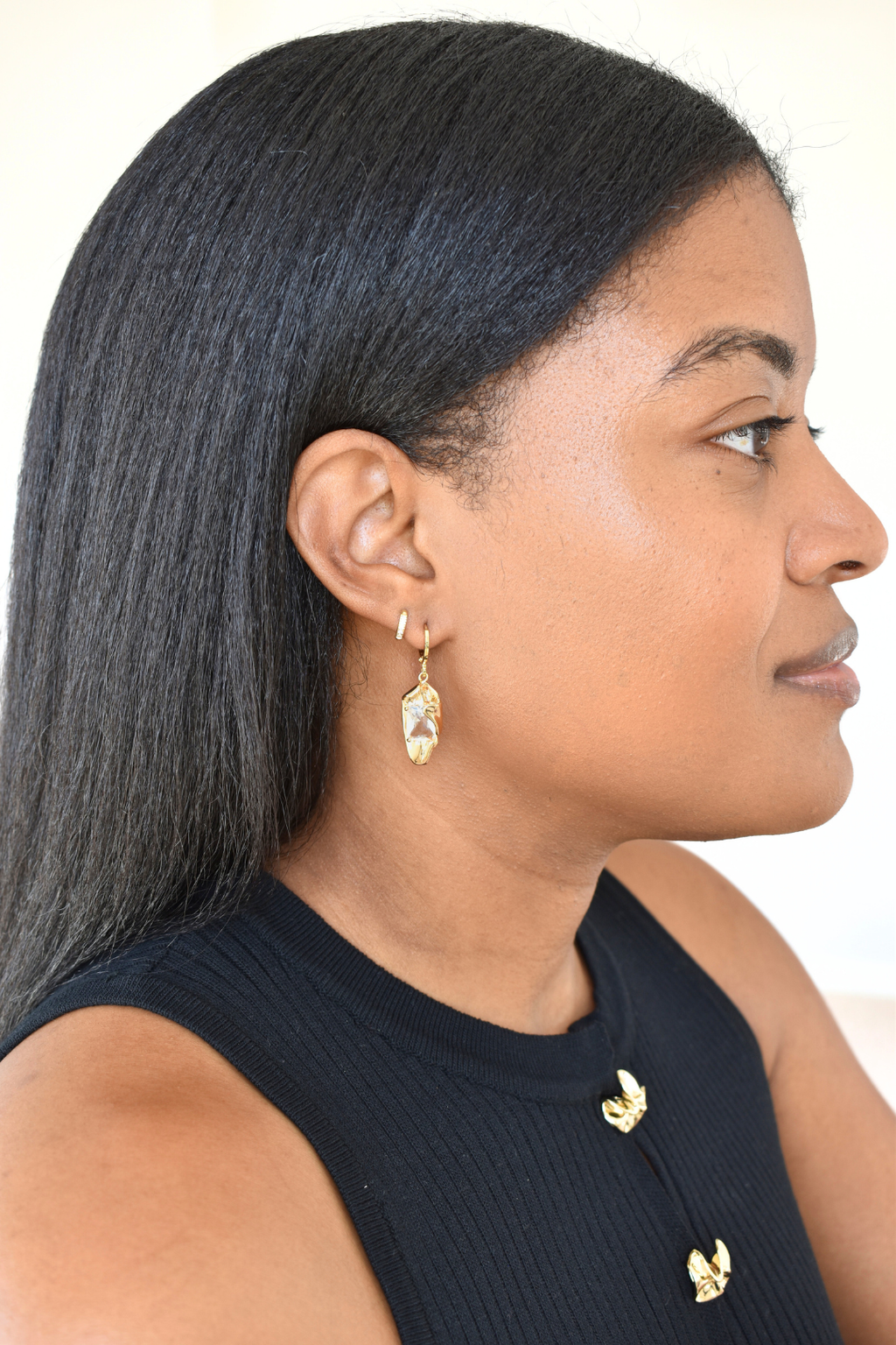 Golden-I Huggie Earrings image 2