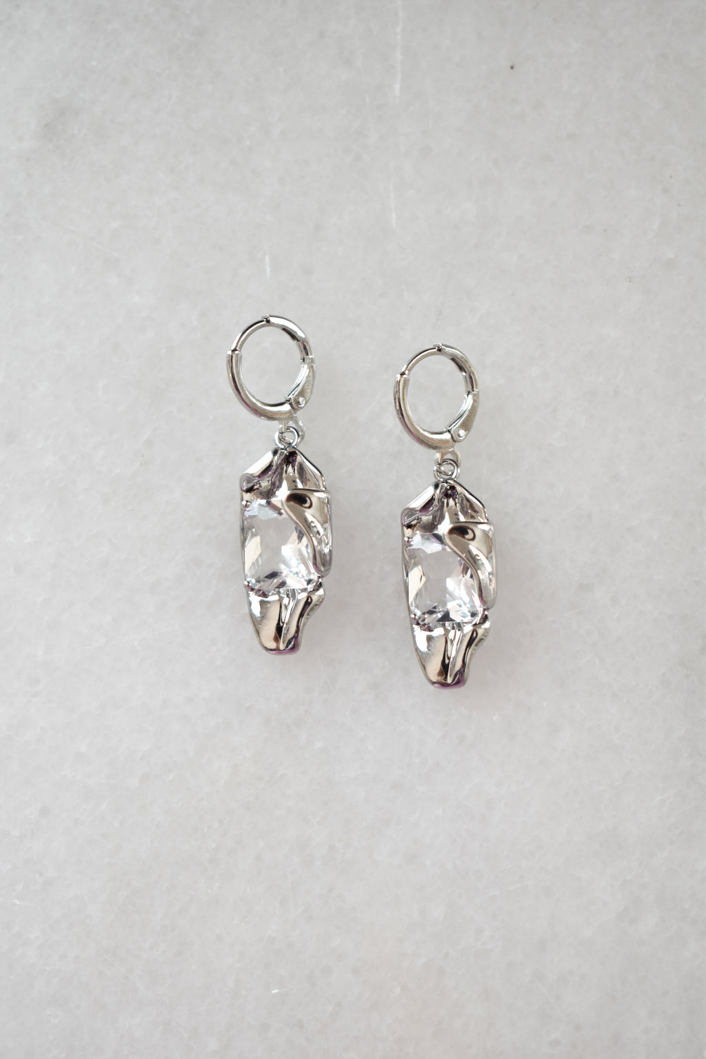 Silver-I Huggie Earrings image 1
