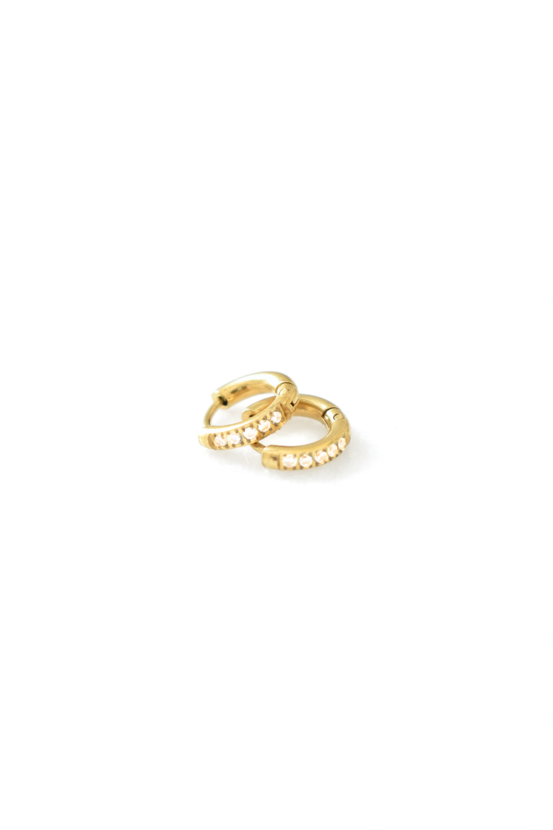 Gold CZ Mini Huggie Earrings - 6mm image 2