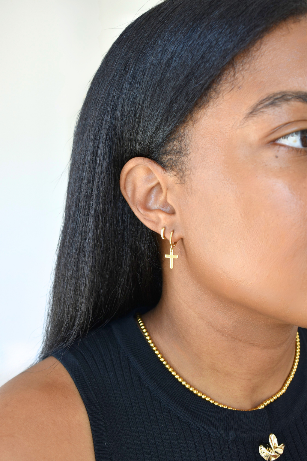 Cross Huggie Earrings image 1