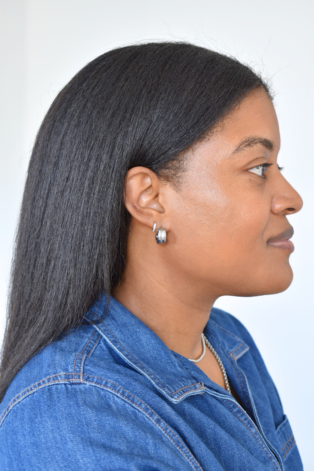 Double Chunk Huggie Earrings - Silver image 3