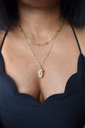 Layered Necklace Set: Golden-I & Paperclip image 0