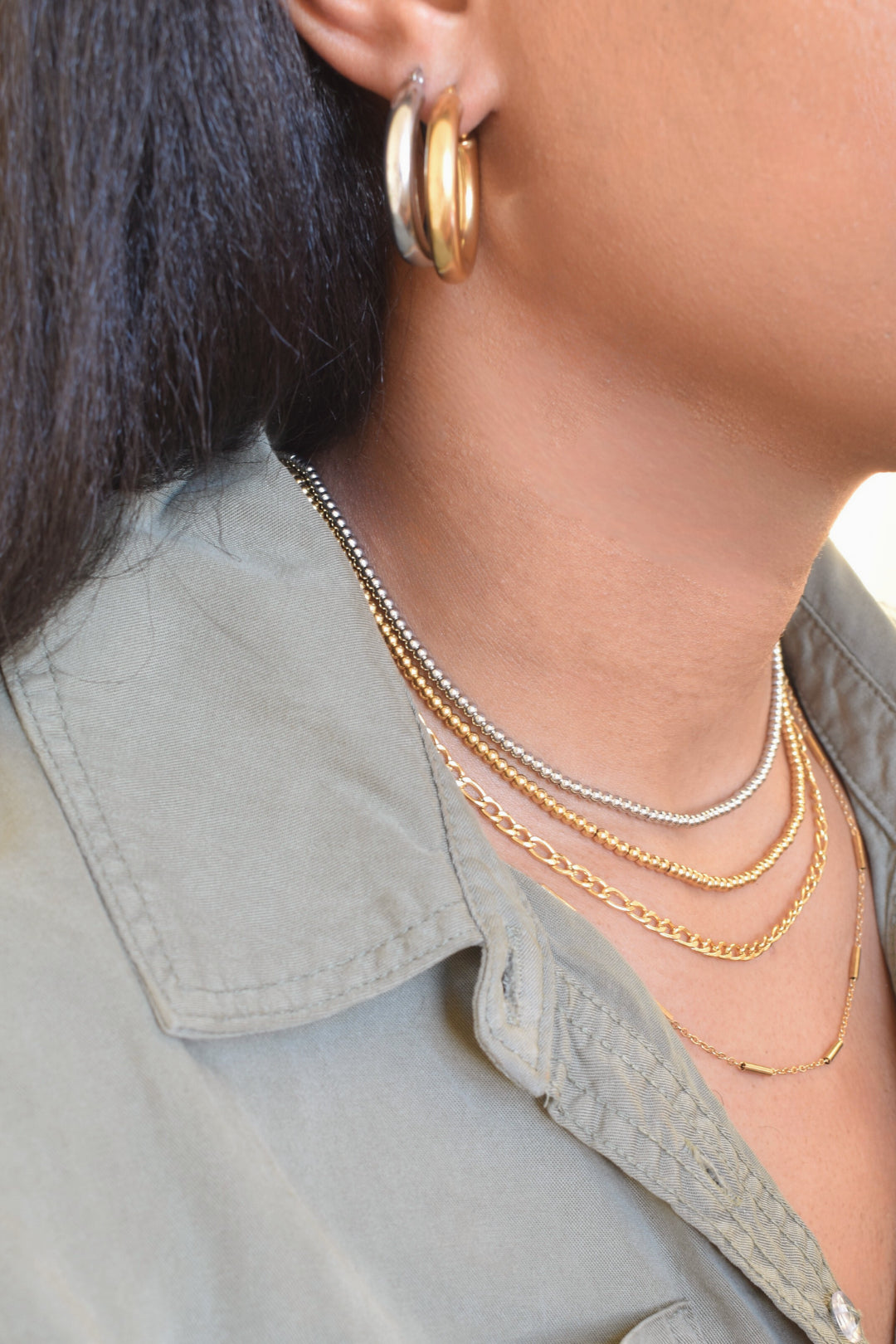 Thick Hoop Huggie Earrings - Gold image 2