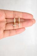 Cross Sparkle Huggie Earrings - Gold image 0