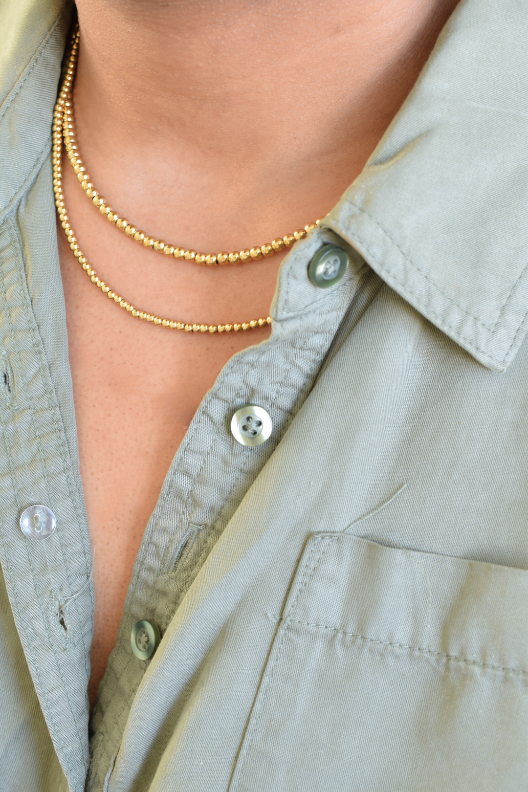 Gold Bead Necklace - Large image 1