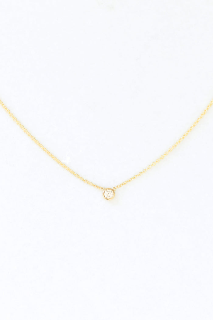 14K Gold Solitaire Diamond Necklace image 0