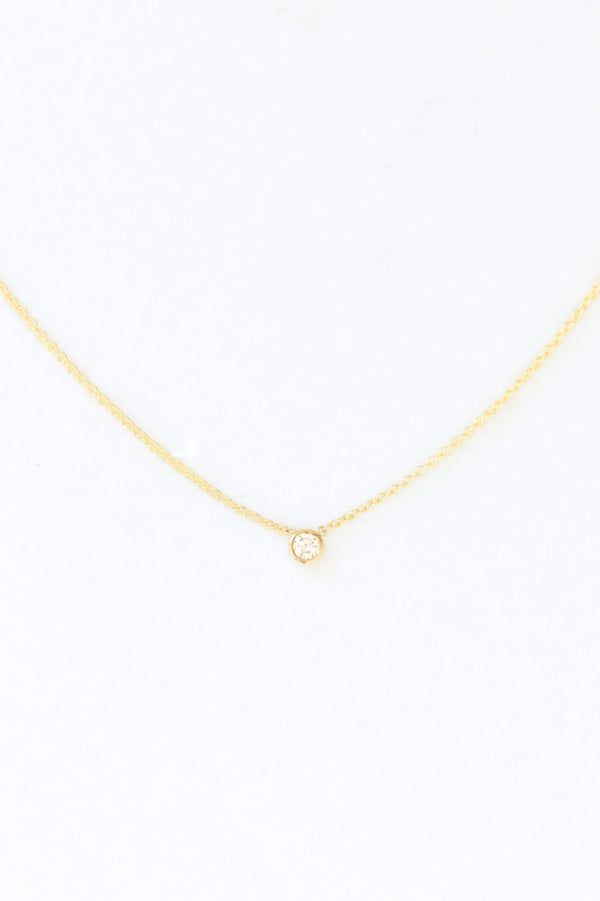 14K Gold Solitaire Diamond Necklace image 0