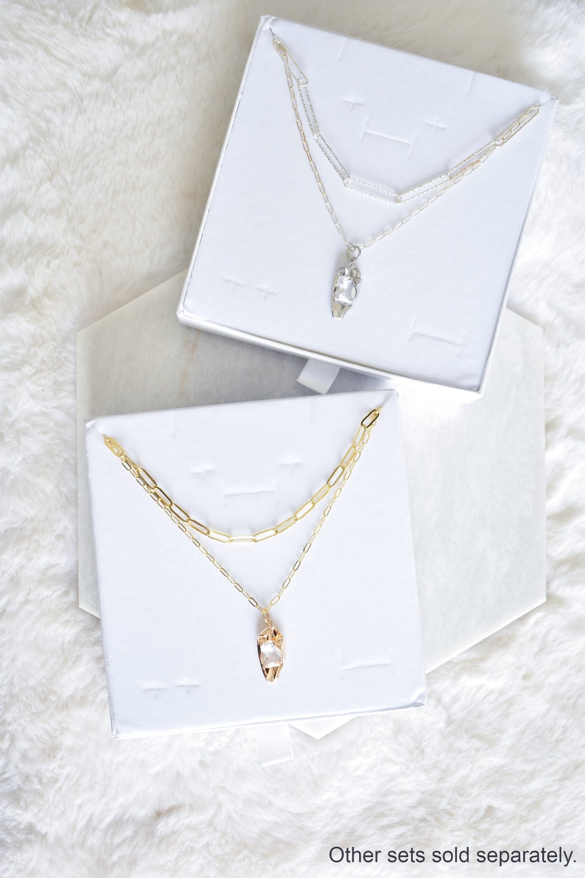 Layered Necklace Set: Golden-I & Paperclip image 6