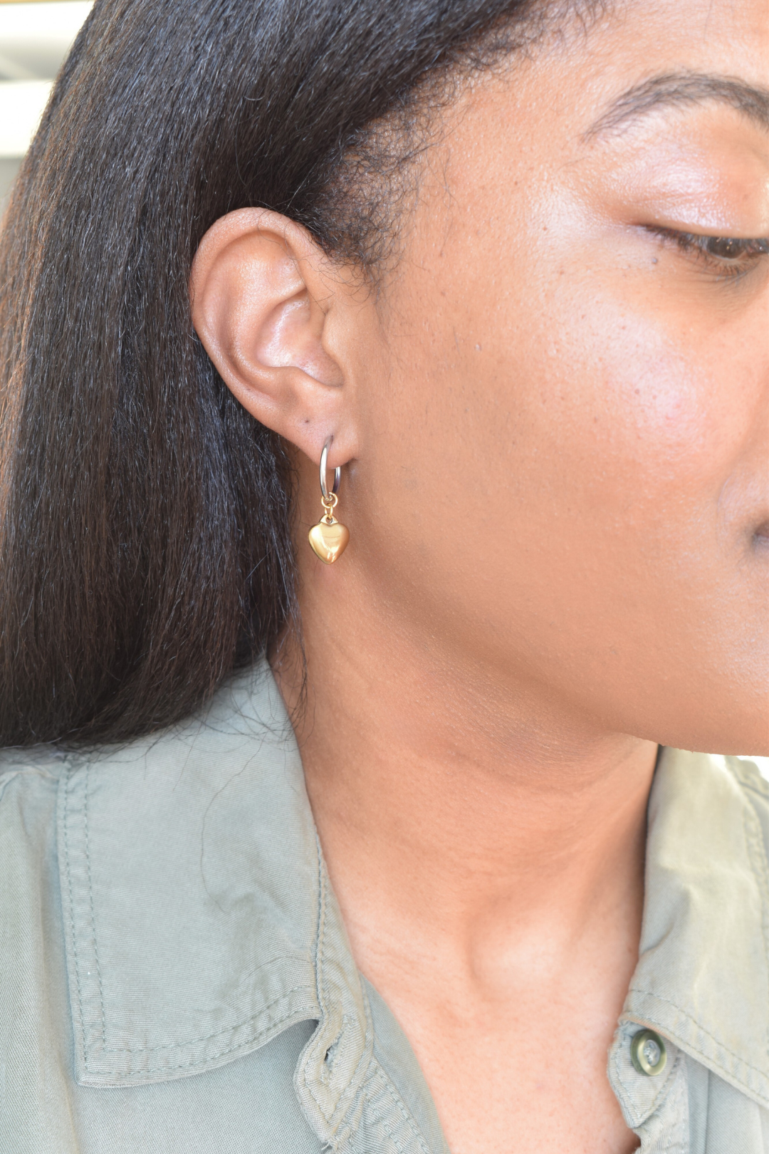 Duality Heart Huggie Earrings image 1