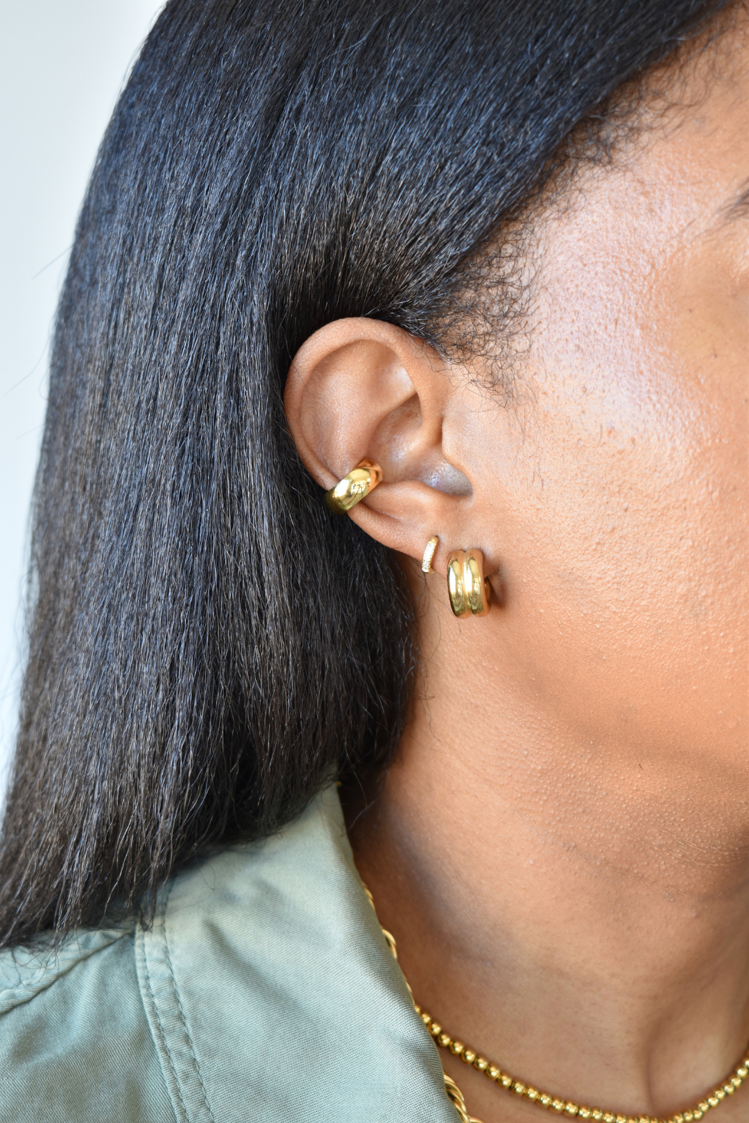 Gold CZ Mini Huggie Earrings - 6mm image 3