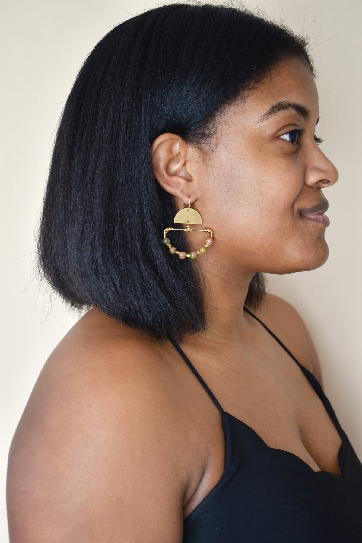 Liv Beaded Earrings - Unakite image 2