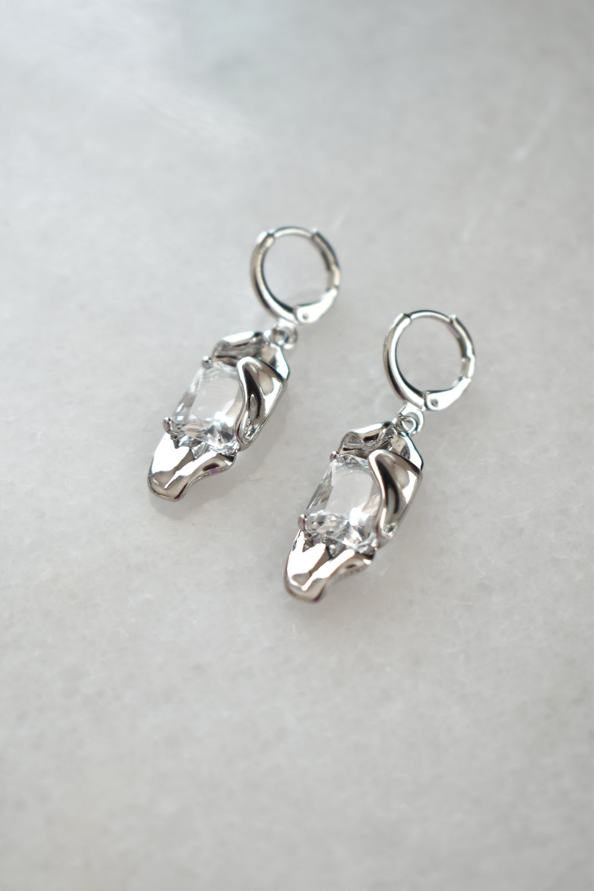 Silver-I Huggie Earrings image 6