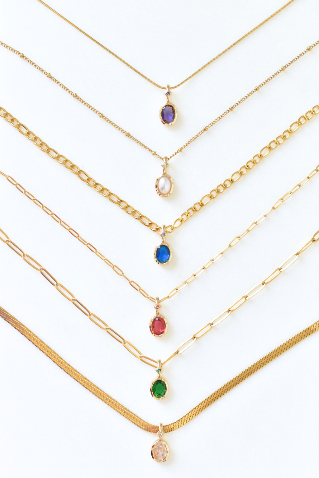 Oval Birthstone Charm Necklace image 2