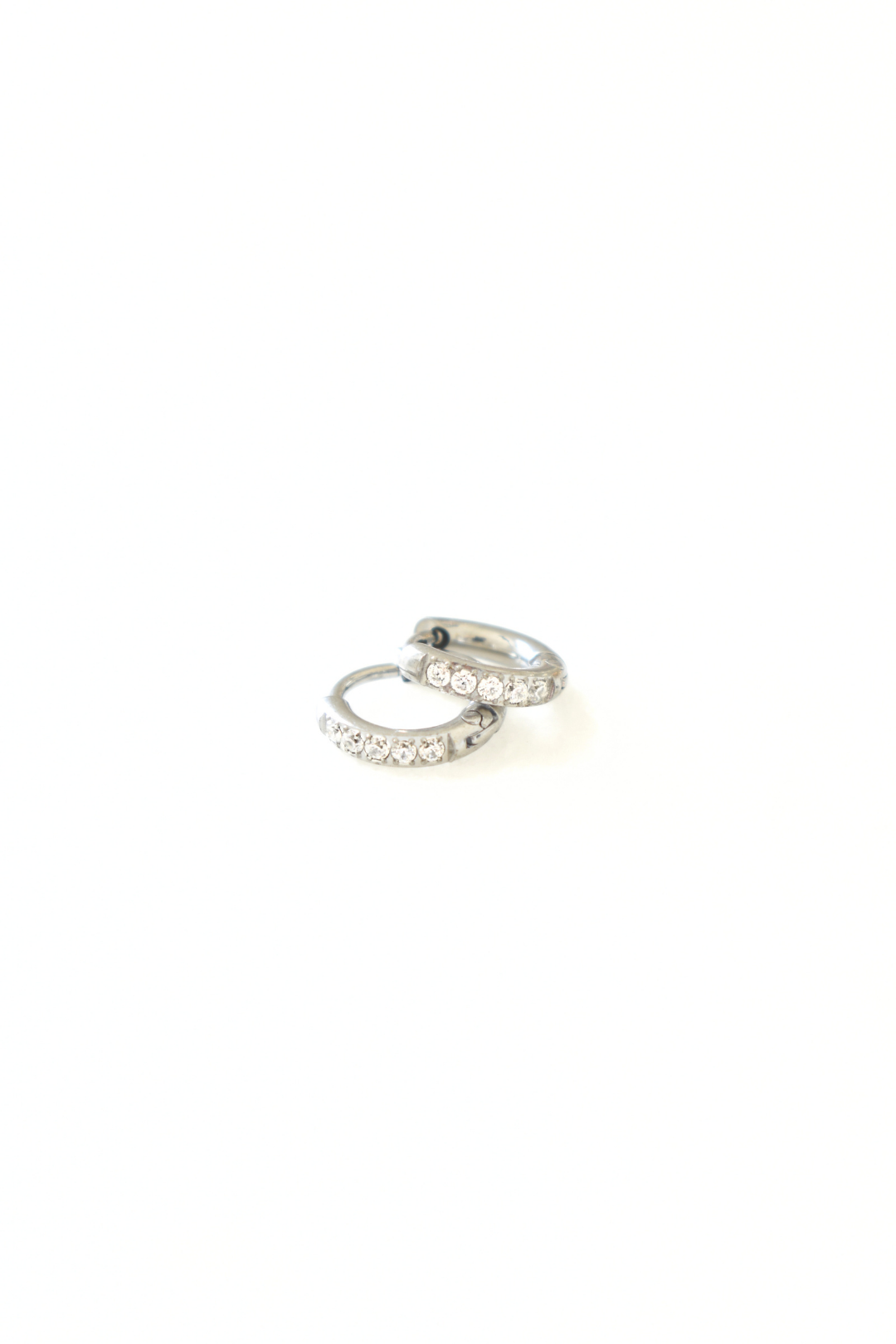 Silver CZ Mini Huggie Earrings - 6mm image 0