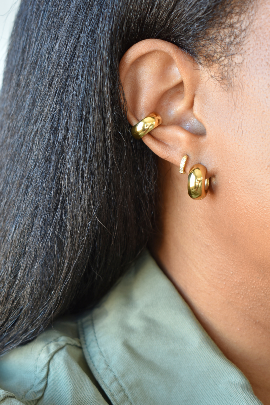 Gold CZ Mini Huggie Earrings - 6mm image 1