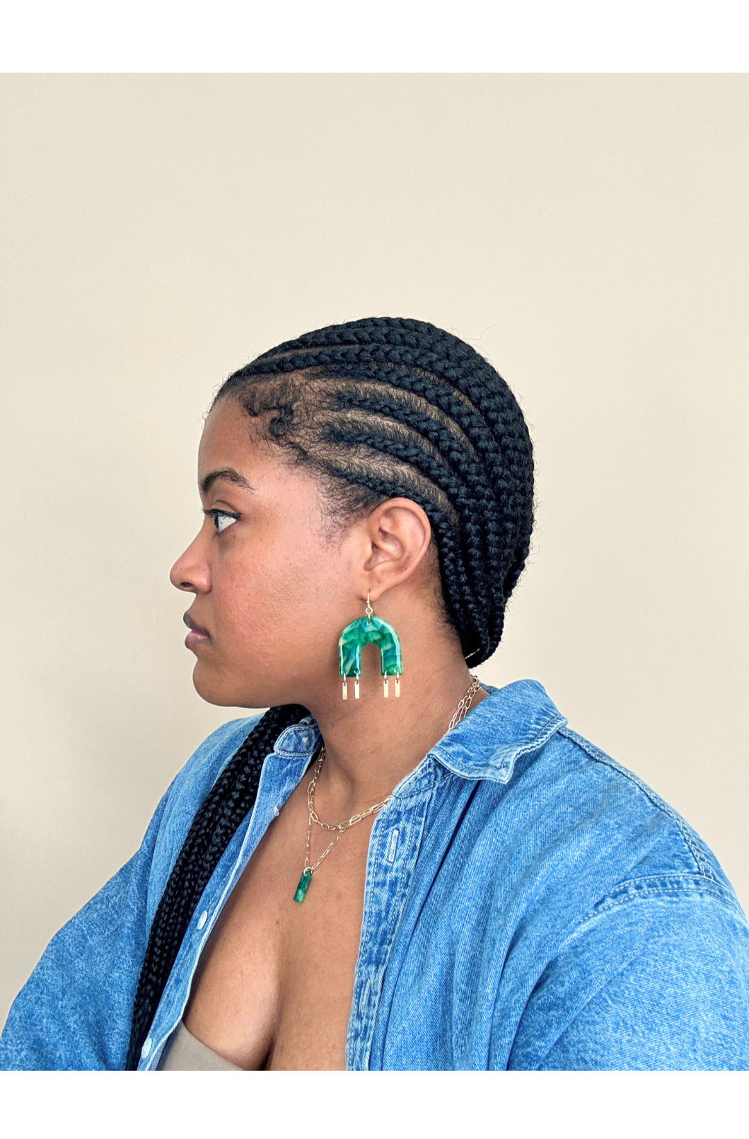 Jenae Gold Emerald Arch Earrings image 1